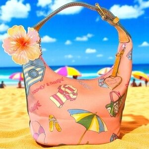 Y2K Dooney & Bourke Pink Beach Small Shoulder Bag , coconut girl, Malibu Barbie